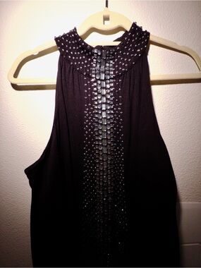 Y2K Beaded Black Halter Top